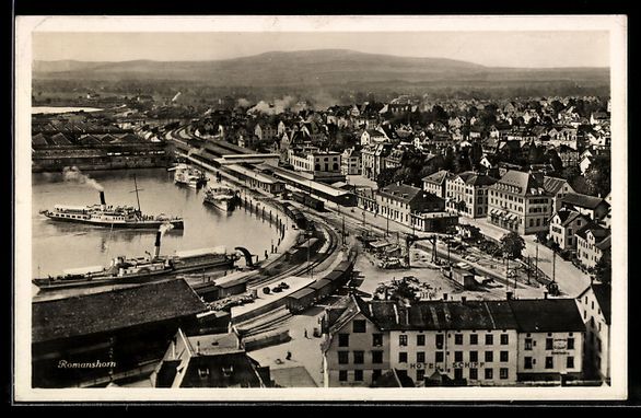 Cartoline postali: Romanshorn, Hotel Schiff, Bahnhof und Ha – Usato da Berlin venduto da bartko-reher