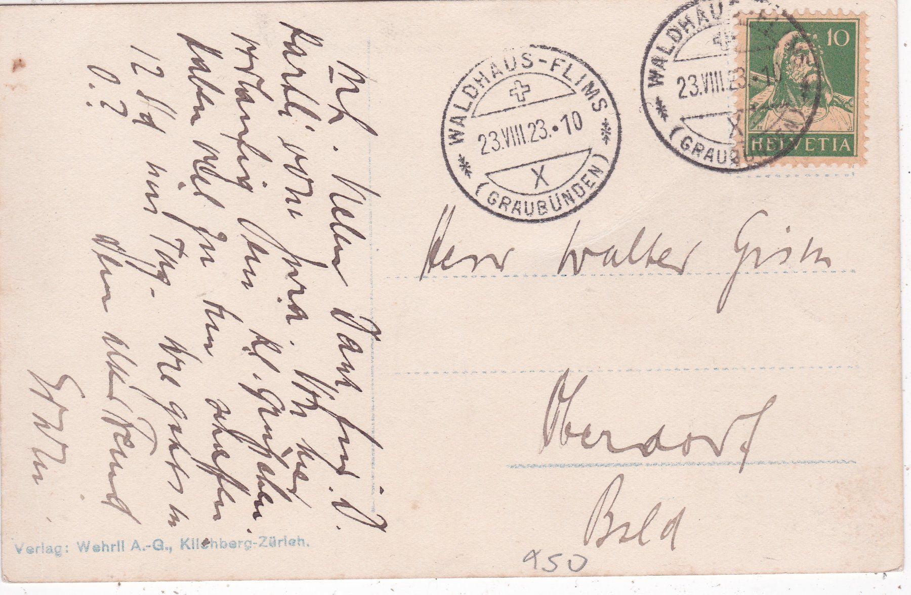 Cartoline postali: Flims Cauma See 1923 – Usato da Herisau venduto da Lisegrat2008 1