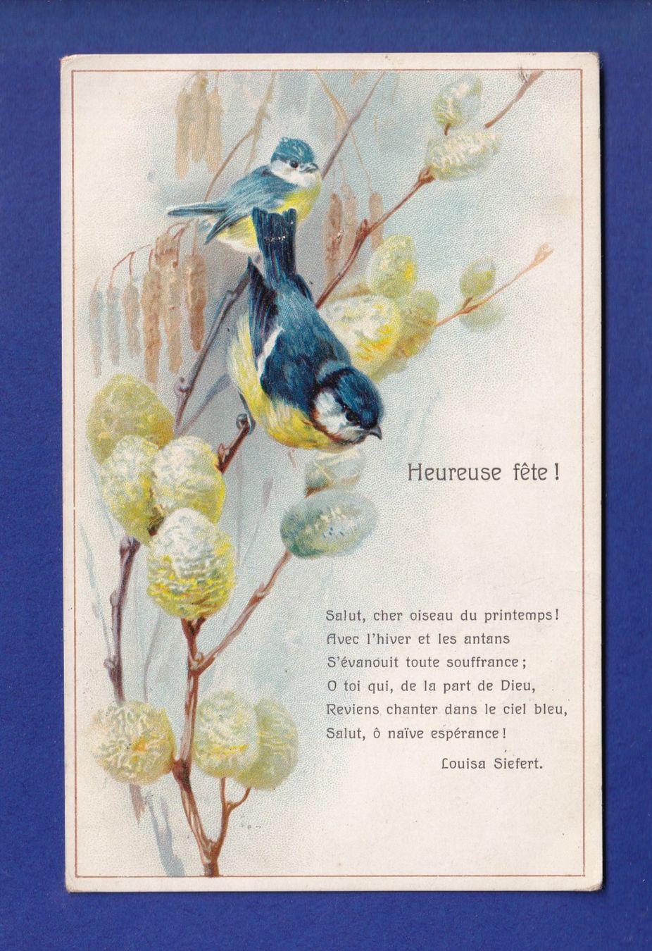 Cartoline postali: OISEAU - Mésange - Poème – Usato da Pully venduto da nicecards-shop