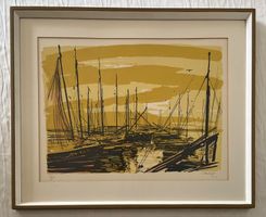 Segelschiffe, Kunstdruck hinter Glas, gerahmt, 55x90x2.5cm