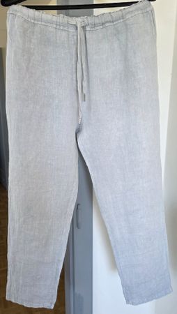 Pantalon d'été gris clair en lin M 
