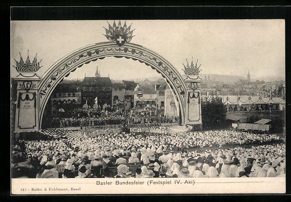 Cartoline postali: Basel, Bundesfeier, Festspiel-Aufführun – Usato da Berlin venduto da bartko-reher