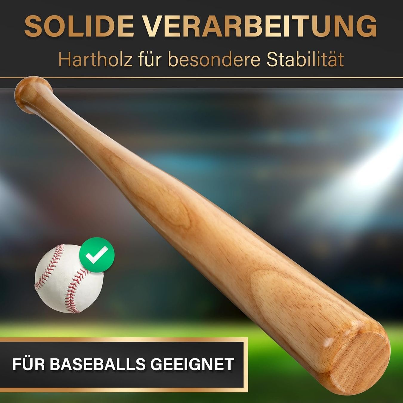 Baseball: Baseballschläger Holz 79 cm rutschfester Griff Training – Neu und originalverpackt aus Hundwil von Pakethase 1
