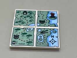 4x Lego Landkarte (map tiles) Fliese 2x2 Neu