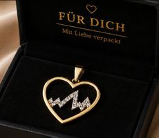 Anhänger Herz mit Herzschlag, 333 Gelbgold, 16 Zirkonia