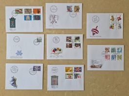 8 Ersttagsbriefe FDC Schweiz aus dem Jahr 1986