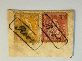 Sitzende Helvetia, Stempel ROOT