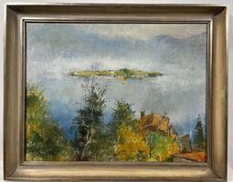 Grosses Ölbild v. Bernhard Templin: Lago Maggiore von Ronco