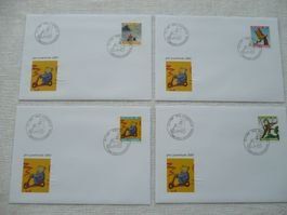 FJ2001 - 4 FDC Pro Juventute 2001