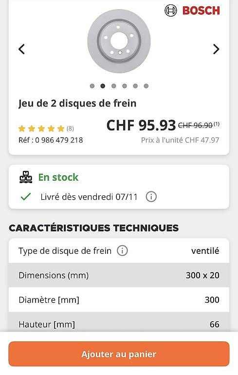Toutes les pièces auto: Disques de freins  – D'occasion à Couvet par gil87 1