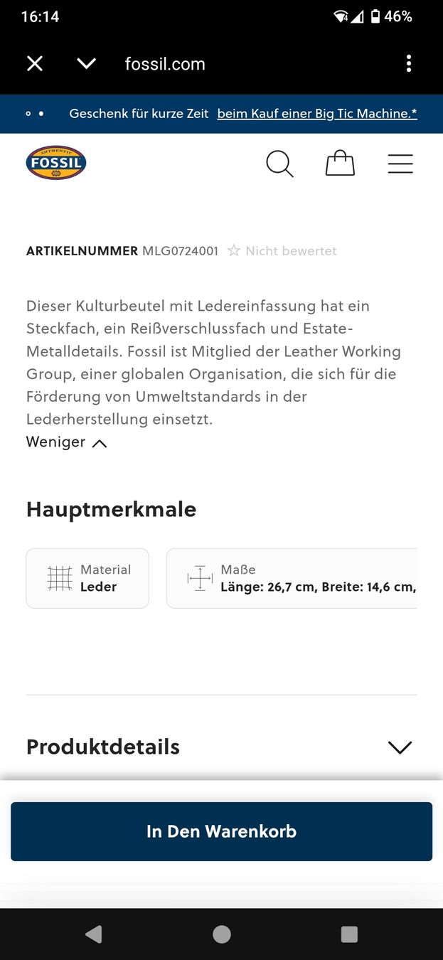 Fossil Custodie per cosmetici: Fossil Kulturbeutel/Nécessaire Leder – Nuovo (secondo la descrizione) da Pratteln venduto da Cartonsducoeur_bl 8