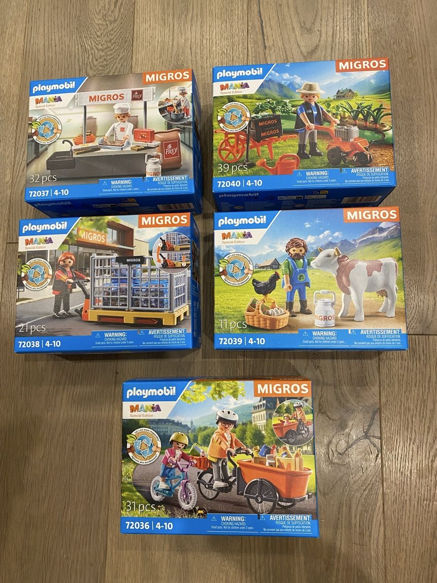 Playmobil Giocattoli: 5 Playmobil Migros Sets – Nuovo e nell'imballaggio originale da Lachen/SZ venduto da Flower2