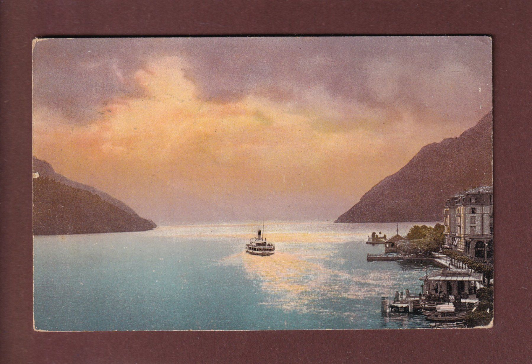 Ansichtskarten: BRUNNEN - Schiff - Abendstimmung - 1910 – Gebraucht aus Pully von nicecards