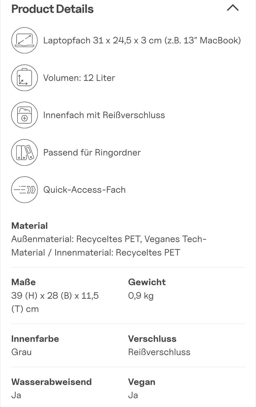 Kapten & Son Zaini: Kapton & Son Bergen Rucksack – Nuovo (secondo la descrizione) da Herrliberg venduto da hae_ym7p 5