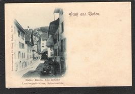 AK. Gruss aus Baden,Halde,Krone,Alte Br.