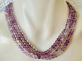 Endloskette aus Amethyst in zarten Violetttönen 102cm Unikat