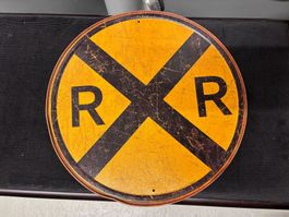 RR Railroad US Eisenbahn Bahnübergang RETRO Blechschild 30cm