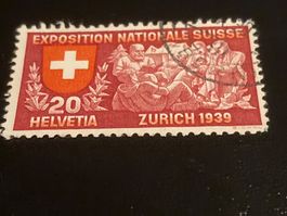 Exposition National Suisse Nr.223 1939 Abart CH Feuer Wappen