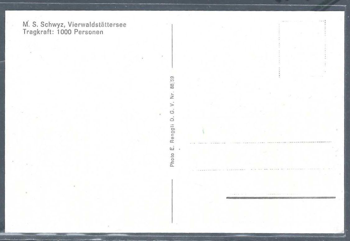 Cartoline postali: Luzerner Becken. Motorschiff 'Schwyz'. – Usato da Horw venduto da SwissSteamMemories 1