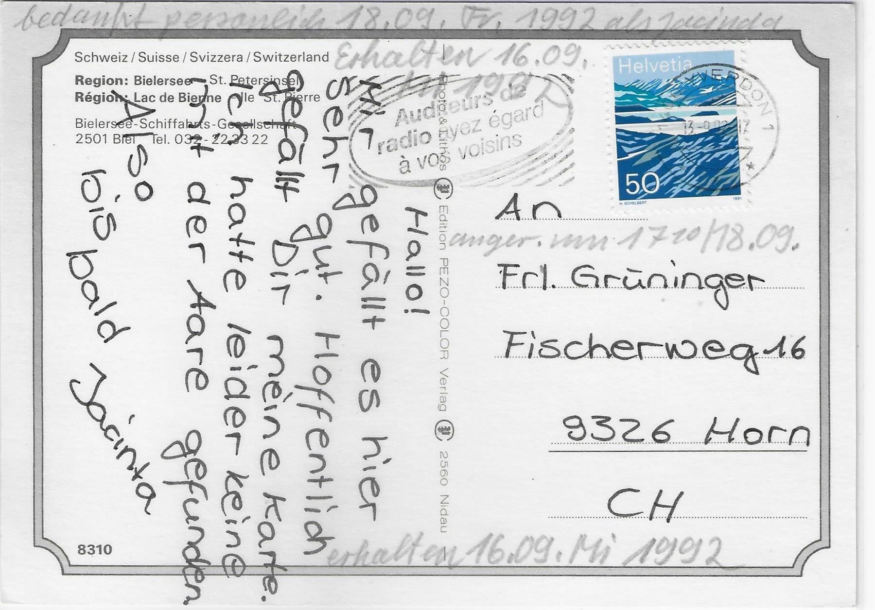 Tutti i francobolli: Bielersee - Lac de Bienne - MS-Berna, – Antico da Ettingen venduto da Kartenplanet 1