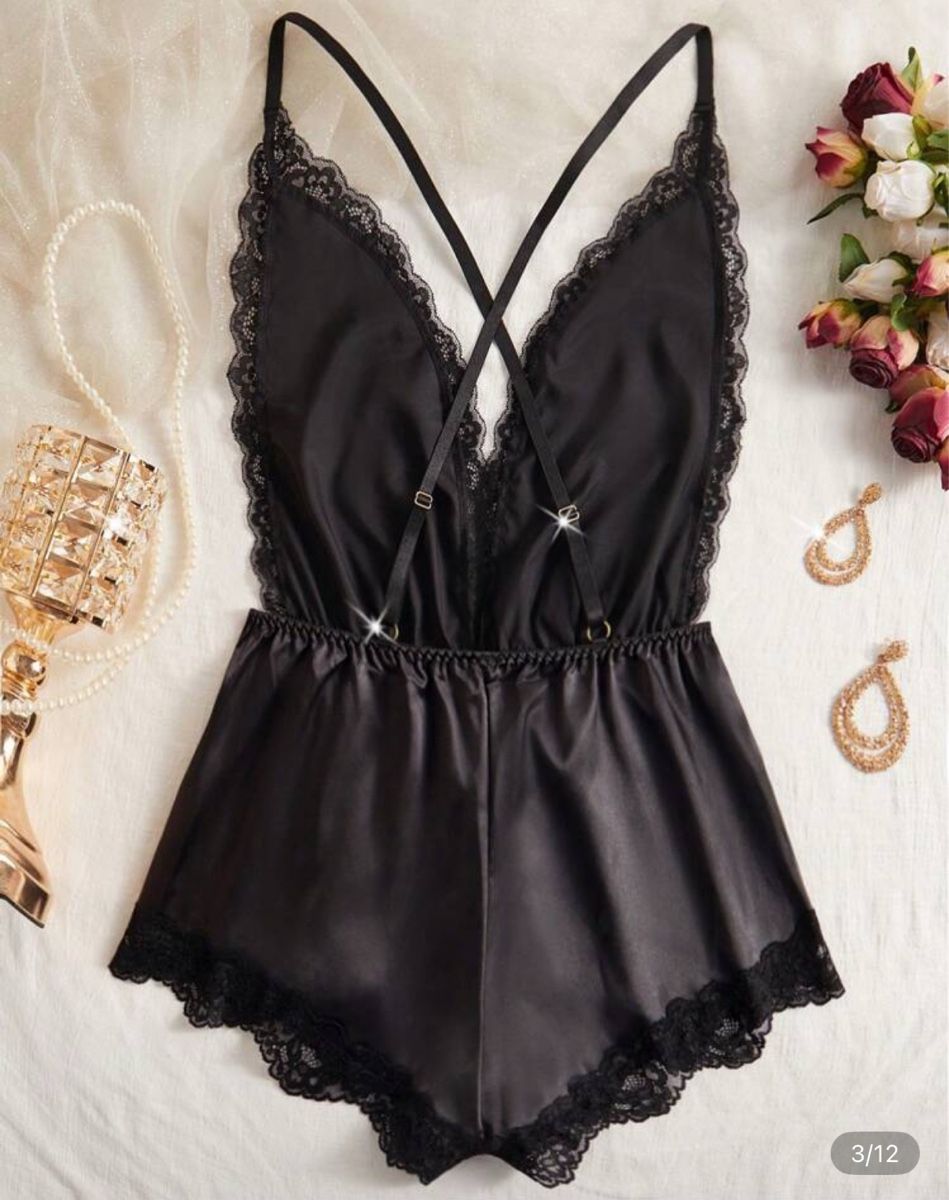 Negligees & Pigiami: Schwarzer Spitzen-Satin Pyjama , neu, Grösse S – Nuovo e nell'imballaggio originale da Arlesheim venduto da Eli_77 1