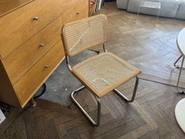 Freischwinger Stuhl mit Wiener Geflecht Chrom gebraucht