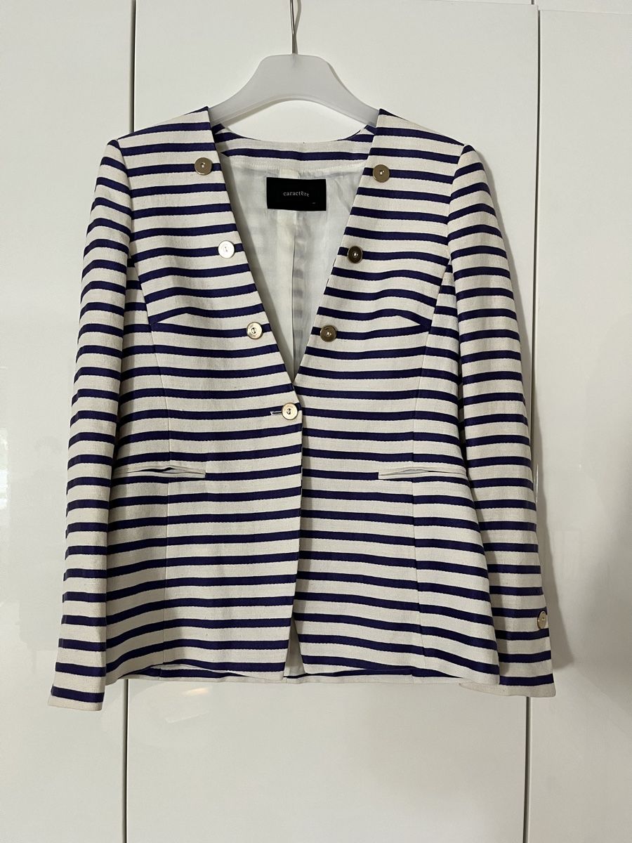 Giacche: Wunderschöner taillierter Blazer blau/violett/ offwithe – Nuovo (secondo la descrizione) da Wermatswil venduto da -secondchance-