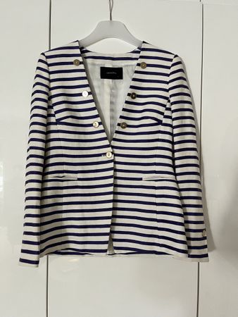 Wunderschöner taillierter Blazer blau/violett/ offwithe