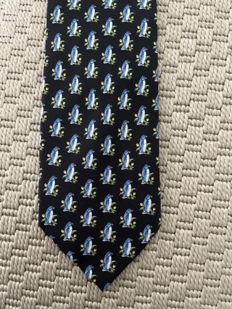 Herren-Krawatte mit Pinguin, dunkelblau