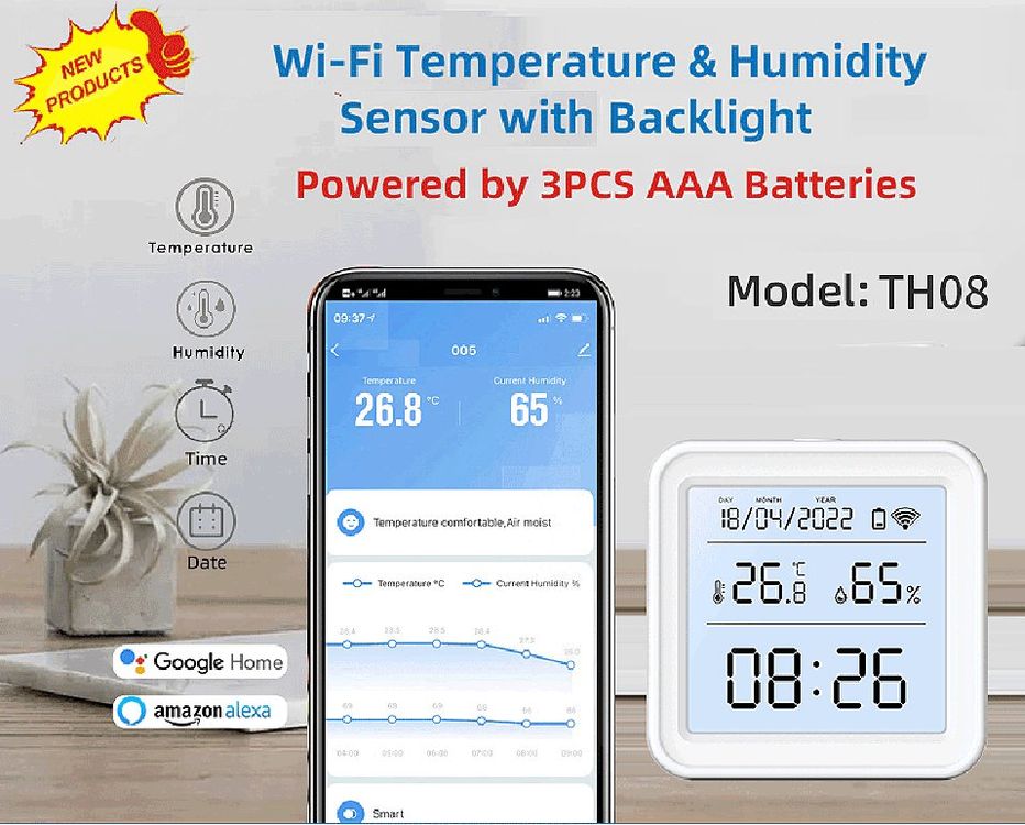 WiFi Thermometer Hygrometer Indoor – 4 Stück, Smart App, Datenaufzeichnung, Kompatibel Mit Alexa & Google Home – Für Schlafzimmer, Gewächshaus, Keller