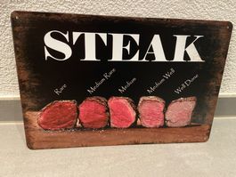 STEAK Blechtafel Werbung für Dekoration NEU! Top!