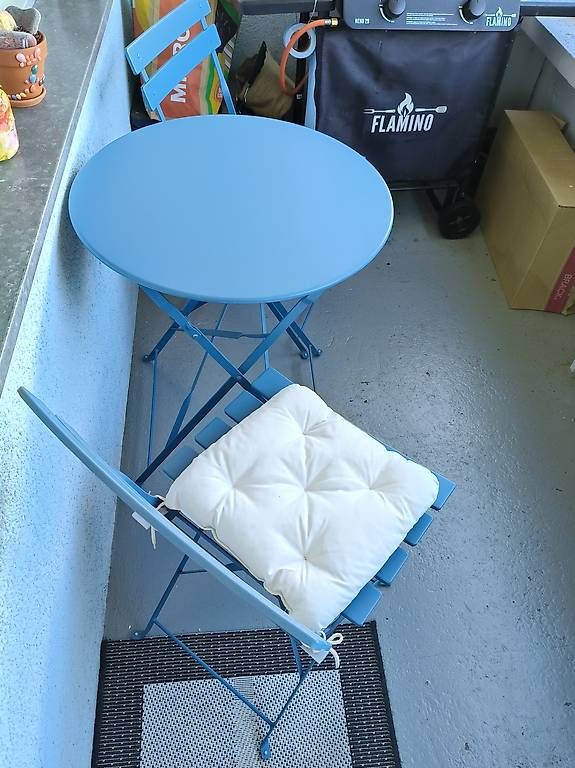 Set di tavolo e panche: Bistroset 3-teilig Blau – Usato da Heimberg venduto da Bombele 1