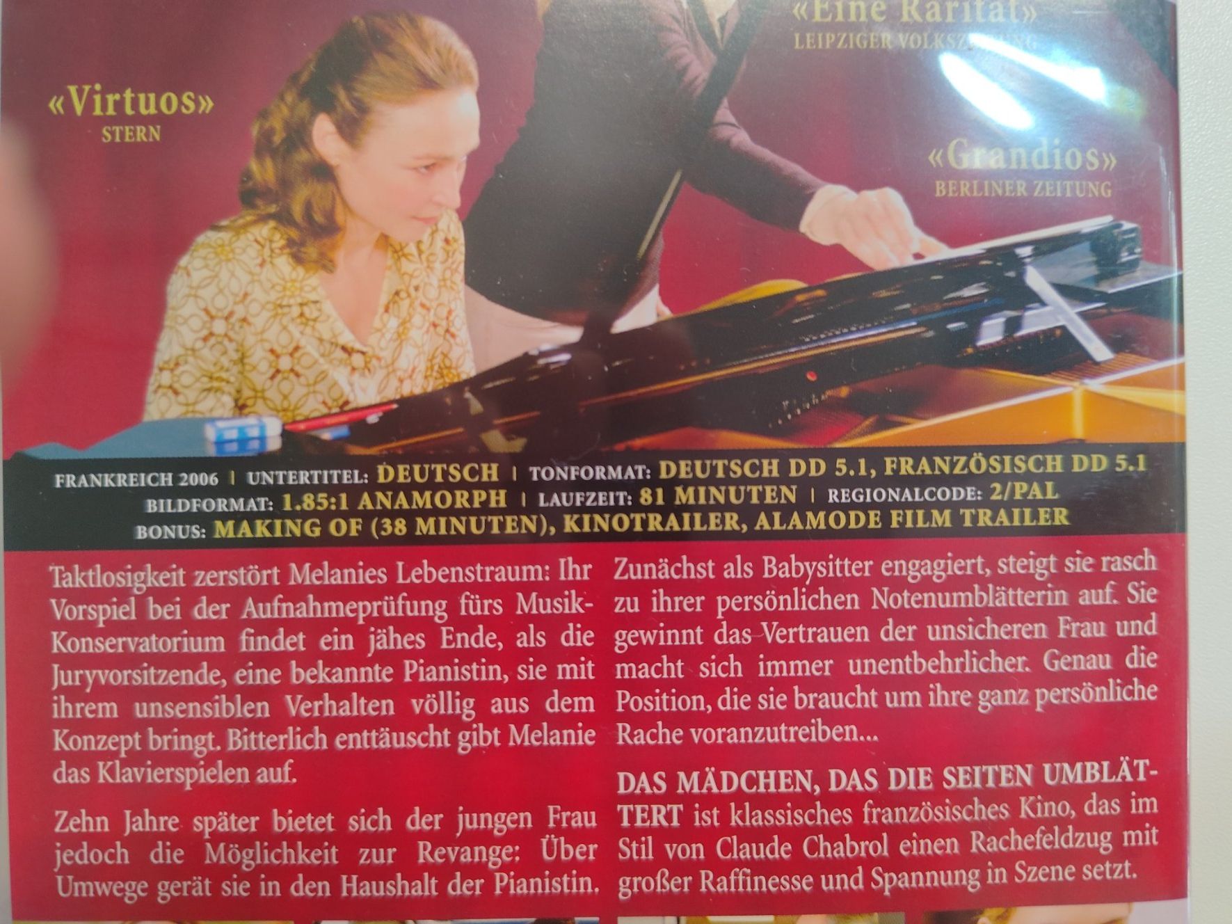 Tutti i DVDs: Das Mädchen, das die Seiten umblättert – Usato da Liestal venduto da Kratzilla 3