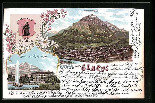 Cartes postales: Litho Glarus, Hotel Glarnerhof, Volksgar – D'occasion à Berlin par bartko-reher