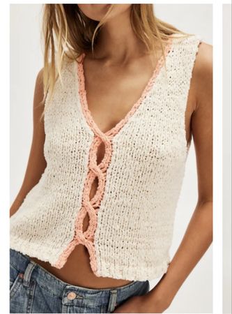 Free People Strick Top Damen S/P Creme Koralle Neu
