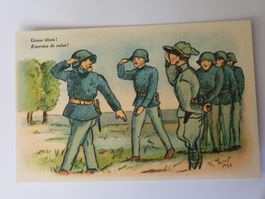 Alte  Humor Ansichtskarte, Militär, Gruss üben, Jahr R1