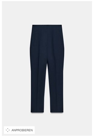 Zara High-Waist Stoffhose Dunkelblau (S)