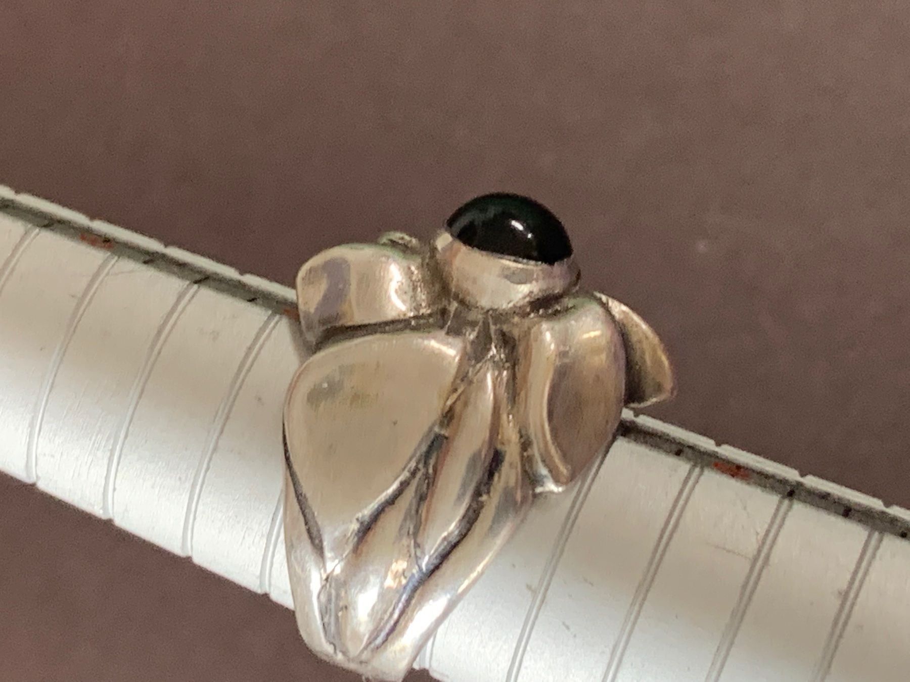 Onyx Anelli: Silberring onyx silberblume (rg 54) – Usato da Dittingen venduto da Bellevista 6