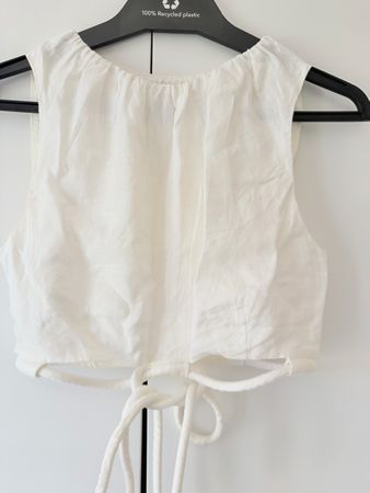 SIR white linen Crop Top XS 