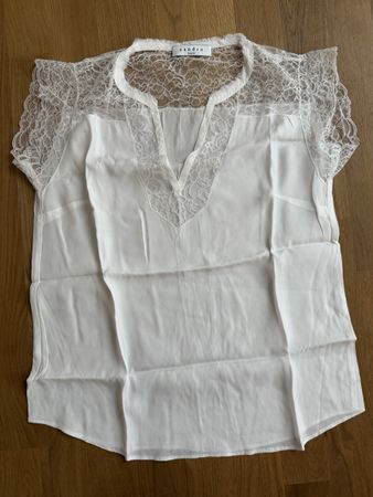 Damen Bluse weiss Spitze Gr. 36 Sandro guter Zustand