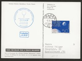 Ballon 1963 Schweiz Zurzach Volken Luftpost