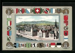 Zürich, Ortsansicht aus der Vogelschau 