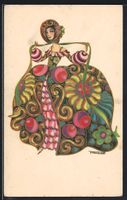 sign. Francine: Dame in elegantem buntem