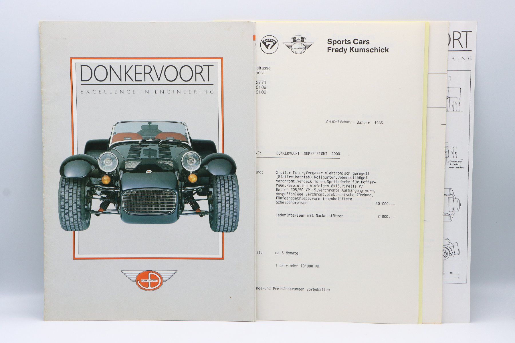 Donkervoort Documenti: Donkervoort Pressemappe 1986 – Usato da Bühl b.Aarberg venduto da Collectorpassions
