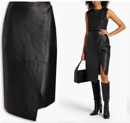 MUUBAA asymmetric leather wrap skirt