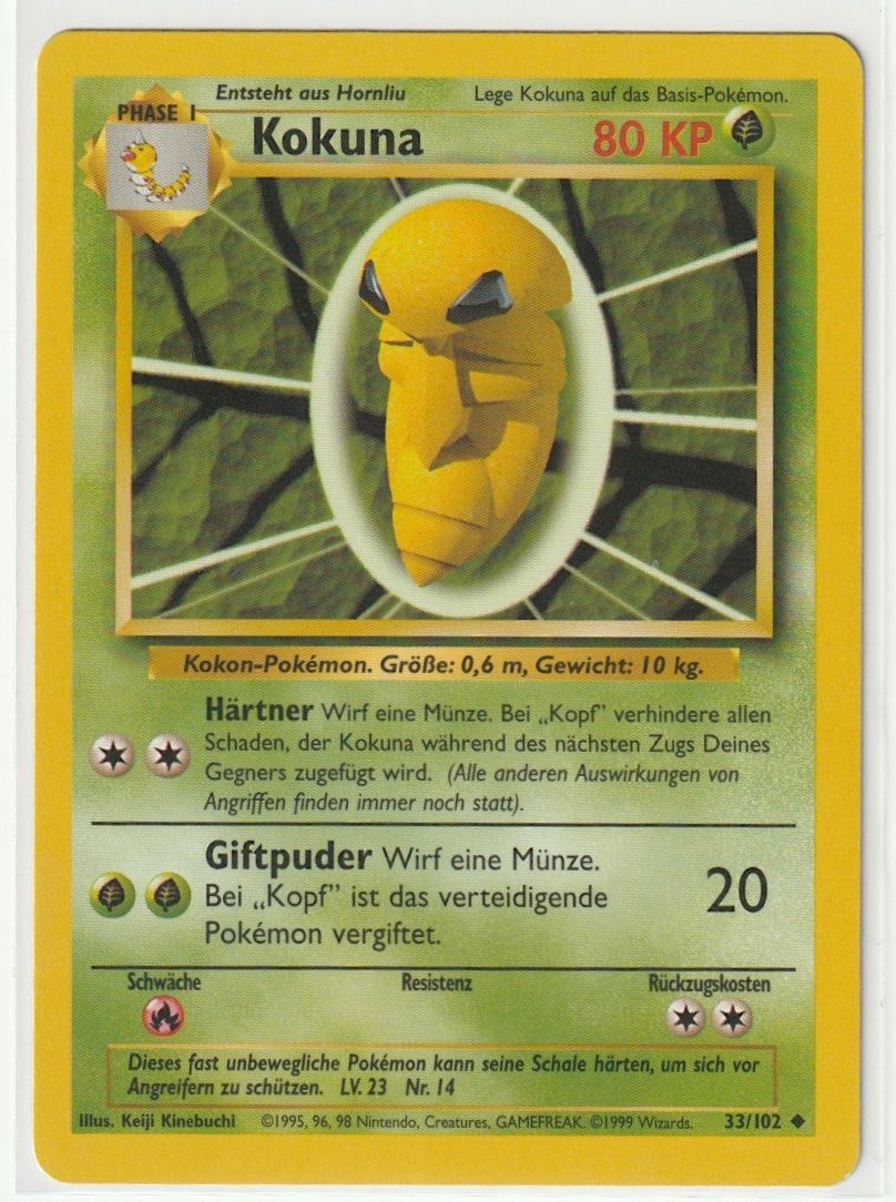 Pokémon Carte collezionabili: Pokémon Kokuna (33/102), Basis Base Set – Usato da Biel/Bienne venduto da historian-198