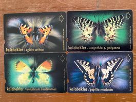 4 Telefonkarten Türkei. Schmetterlinge