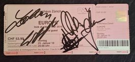 Europe - Original in person Autogramm auf Ticket