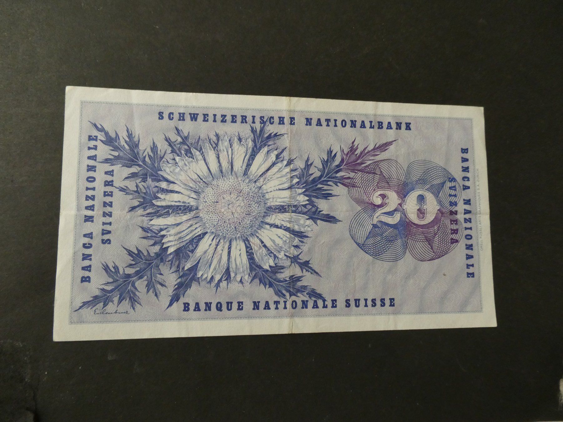 Banknoten: Schweiz 1974, 20 Franken – Gebraucht aus Hinterforst von Rohusri 1