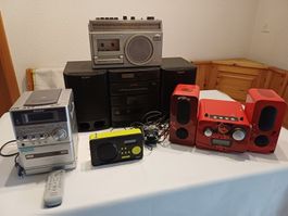 Radio/Kasetten/CD Geräte 5 Stück retro/antik